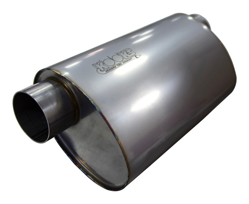 Kooks 3in Oval Offset/Offset (Same Side) Muffler 14in Long Body Stainless Steel - MUF-014