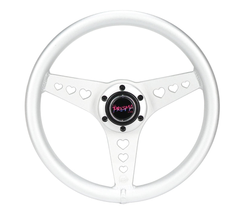 NRG All Aluminum Steering Wheel 330mm - Heart Cut Out- Ergonomic Grip- Anadized Silver - RST-073-SL