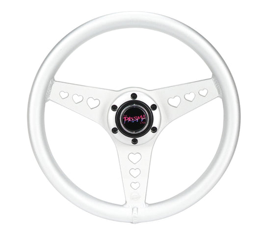NRG All Aluminum Steering Wheel 330mm - Heart Cut Out- Ergonomic Grip- Anadized Silver - RST-073-SL