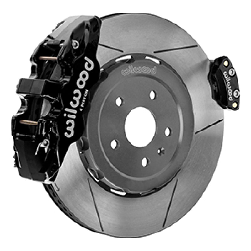 Wilwood 20-23 Chevy Corvette C8 Aero4 Black Rear Big Brake Kit - Slotted - 140-17009