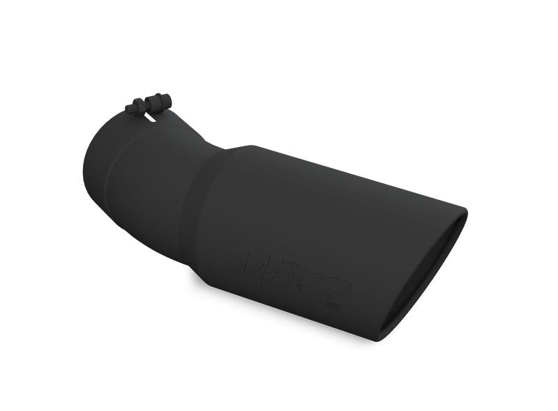 MBRP Universal Tip 6in OD 5in Inlet 15.5in Length 30 Deg Bend Angled Rolled End Black - T5154BLK