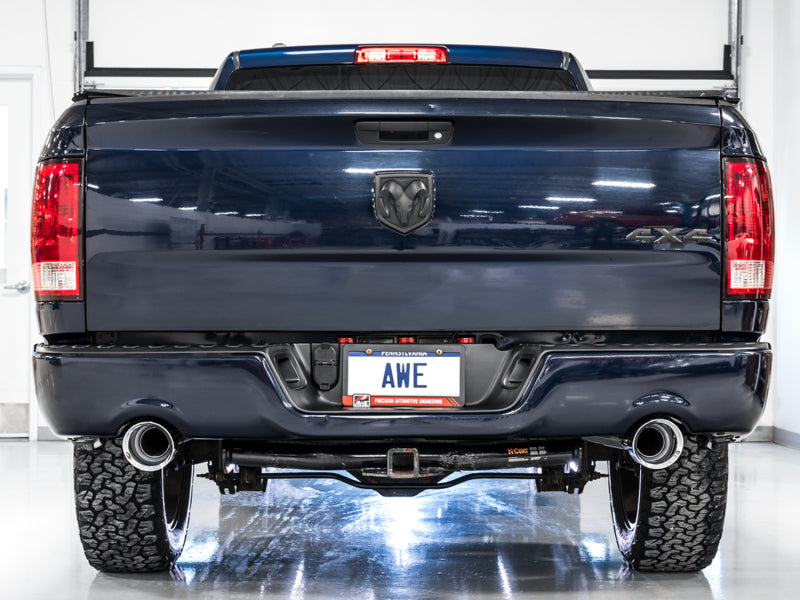 AWE Tuning 09-18 RAM 1500 5.7L (w/Cutouts) 0FG Dual Rear Exit Cat-Back Exhaust - Chrome Silver Tips - 3015-32002