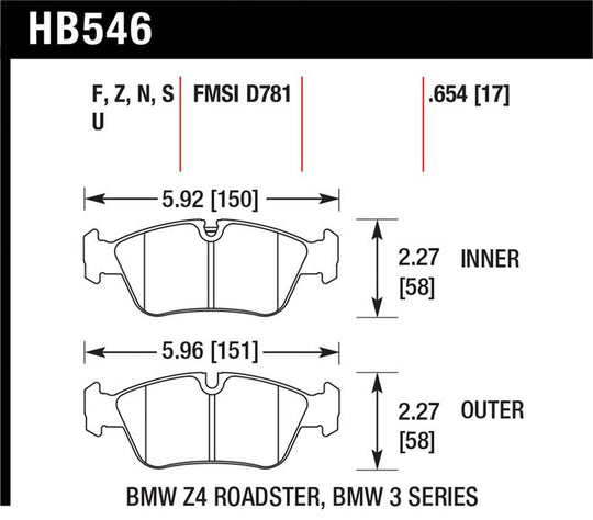 Hawk HT-10 Street Brake Pads - HB546S.654