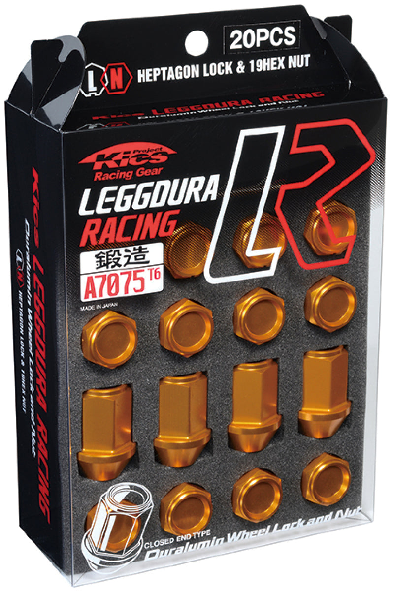 Project Kics 12x1.50 Leggdura Racing Lug Nuts - Yellow Gold w/Laser Logo (20 Pcs) - WKIZ1O