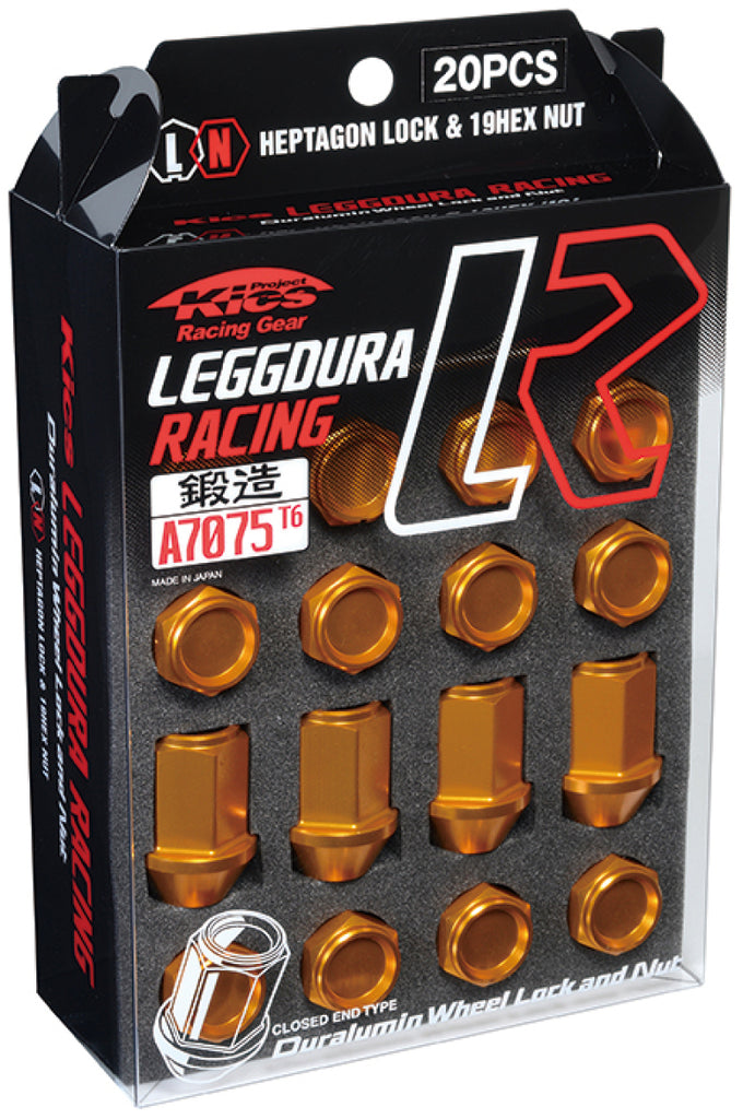 Project Kics 12x1.25 Leggdura Racing Lug Nuts - Yellow Gold w/Laser Logo (20 Pcs) - WKIZ3O