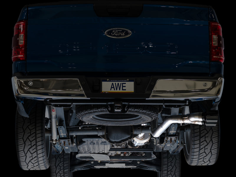 AWE 21-25 Ford F150 (14th Gen Reg Cab) Cat-Back Exhaust - 4.5in Dual Side Exit Diamond Black Tips - 3015-33145