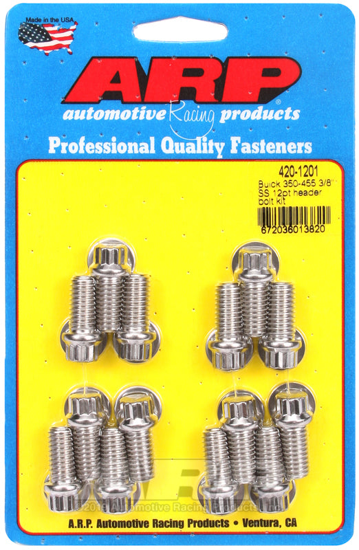 ARP Buick 350-455 3/8in SS 12pt header bolt kit - 420-1201