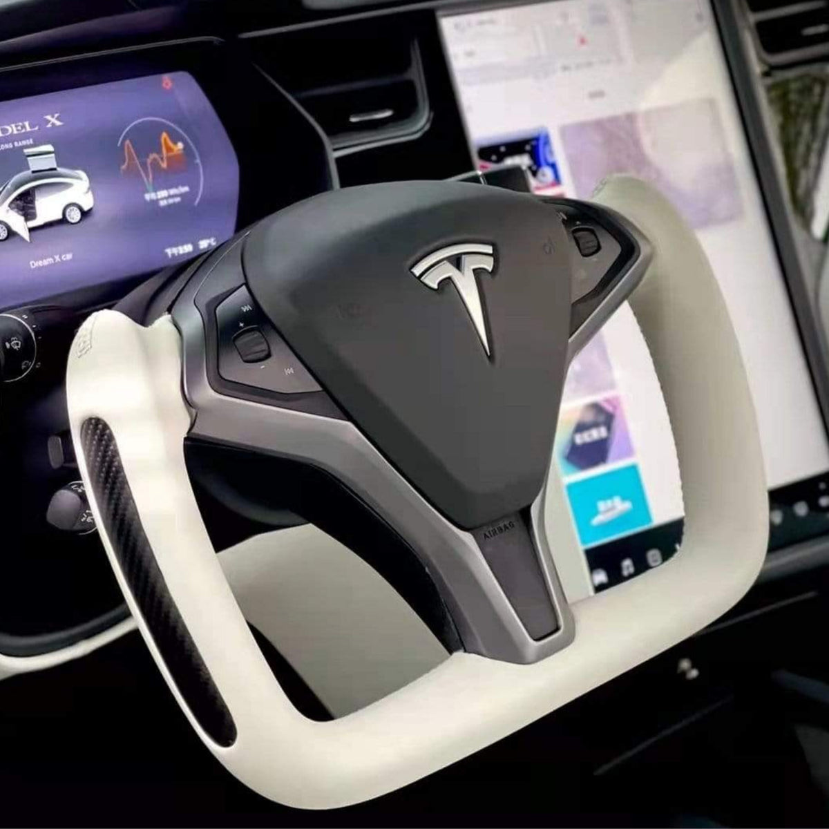 TESERY Custom Yoke Steering Wheel Replacement for Tesla Model X / S 2012-2020