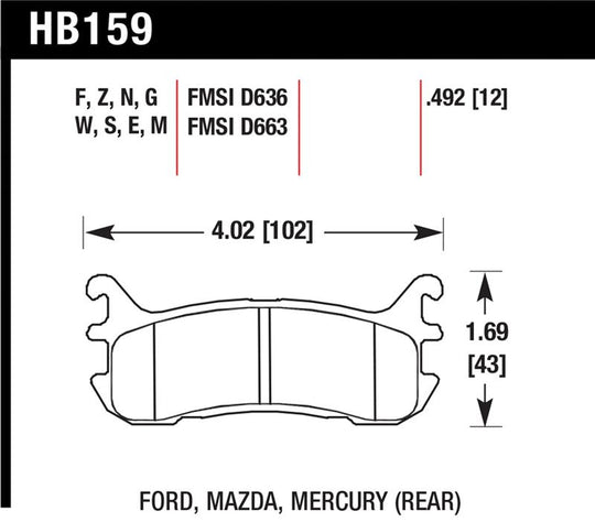 Hawk 94-05 Miata / 01-05 Normal Suspension HP+ Street Rear Brake Pads (D636) - HB159N.492