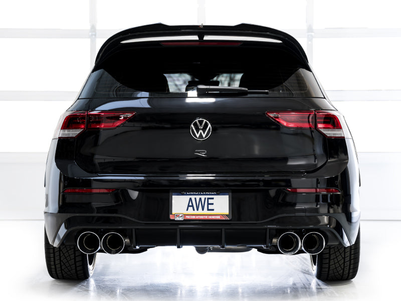 AWE Tuning MK8 Volkswagen Golf R 3in Track Edition Quad Exhaust - Chrome Silver Tips - 3020-42658