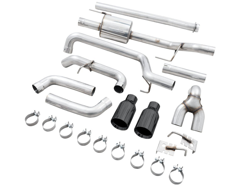 AWE Tuning 0FG 21+ Ford F150 Dual Split Rear Cat-Back Exhaust- 5in Diamond Black Tips - 3015-33119
