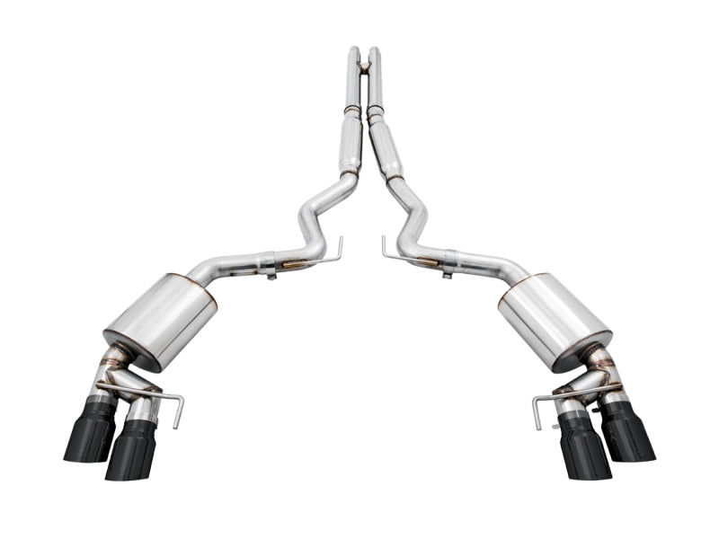 AWE Tuning 2018+ Ford Mustang GT (S550) Cat-Back Exhaust - Touring Edition (Quad Diamond Black Tips) - 3015-43106