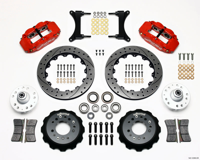 Wilwood Narrow Superlite 6R Front Hub Kit 12.88in Drill Red 79-87 GM G Body - 140-12298-DR