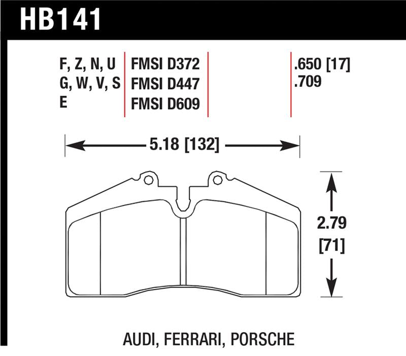 Hawk 1986-1991 Porsche 928 CS HPS 5.0 Front Brake Pads - HB141B.650