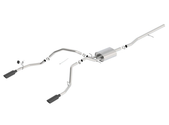 Borla 14 Silv/Sierra 1500 C/B Touring Exh/2.75in in Muffler 2.25inout 4inTIp SS Rear Exit-Blk Chrome - 140535BC
