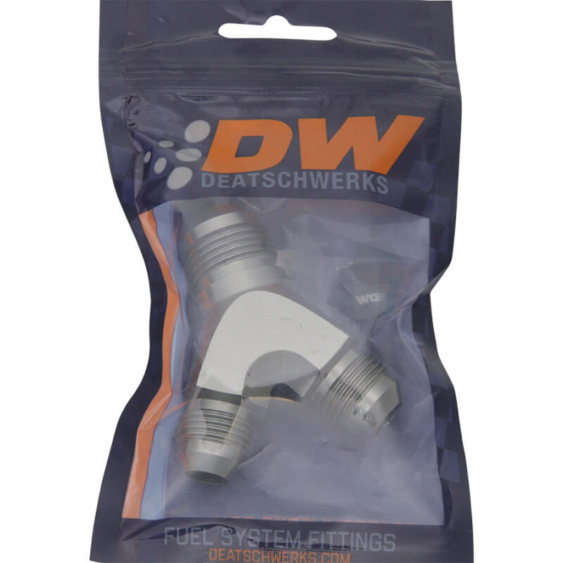 DeatschWerks 8AN Male Flare + 8AN Male Flare to 10AN Male Flare Y Block Fitting - 6-02-0703