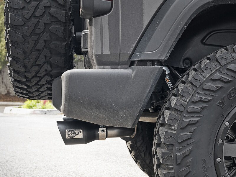 aFe Rebel Series 409 Stainless Steel Cat-Back Exhaust 18-21 Jeep Wrangler JL 2.0L (t) - Black Tip - 49-48096-B