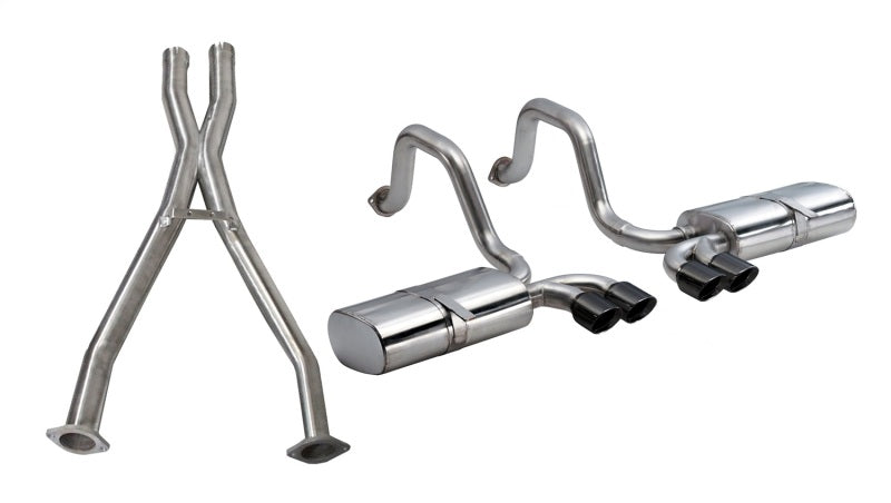 Corsa 97-04 Chevrolet Corvette (C5) 2.5in Sport Cat-Back Exhaust - 4in Black Twin Tips - 14111CBBLK
