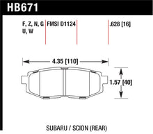 Load image into Gallery viewer, Hawk 13 Scion FR-S / 13 Subaru BRZ/10-12 Legacy 2.5 GT/3.6R DTC-30 Race Rear Brake Pads - HB671W.628