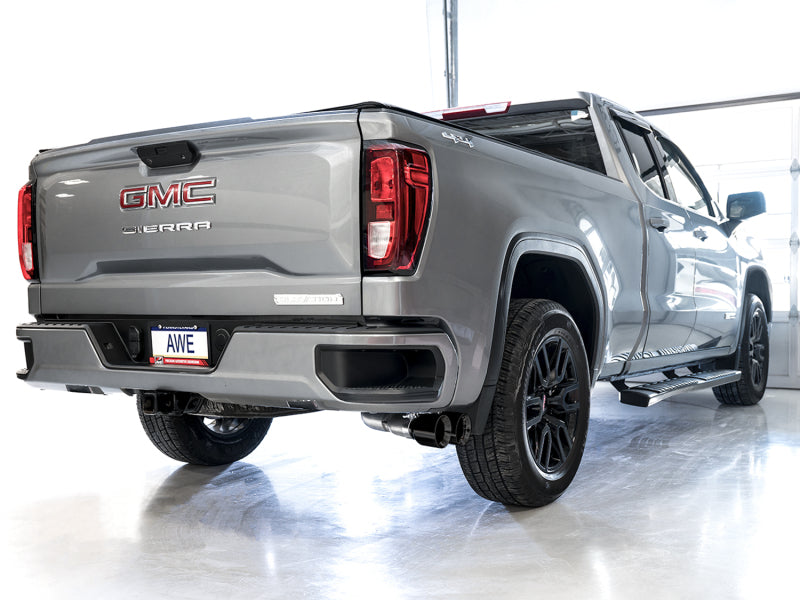 AWE Tuning 4th Gen GM 1500 5.3L 0FG Cat-Back Dual Side Exit (Flat Bumper) - Diamond Tips - 3015-23208