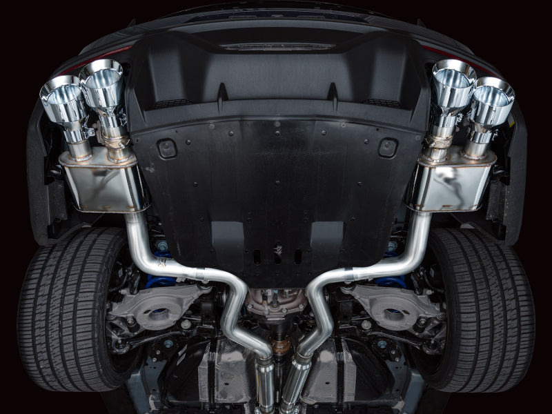 AWE 2024 Ford Mustang Dark Horse S650 RWD SwitchPath Cat-Back Exhaust w/ Quad Chrome Silver Tips - 3025-42375