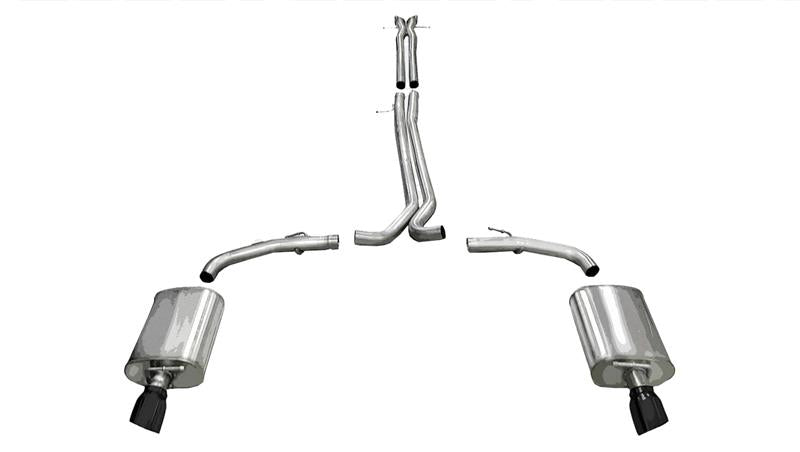 Corsa 2010-2019 Ford Taurus SHO 3.5L V6 Turbo Sport Cat-Back Exhaust w/ Dual 4in Black Tips - 14315BLK