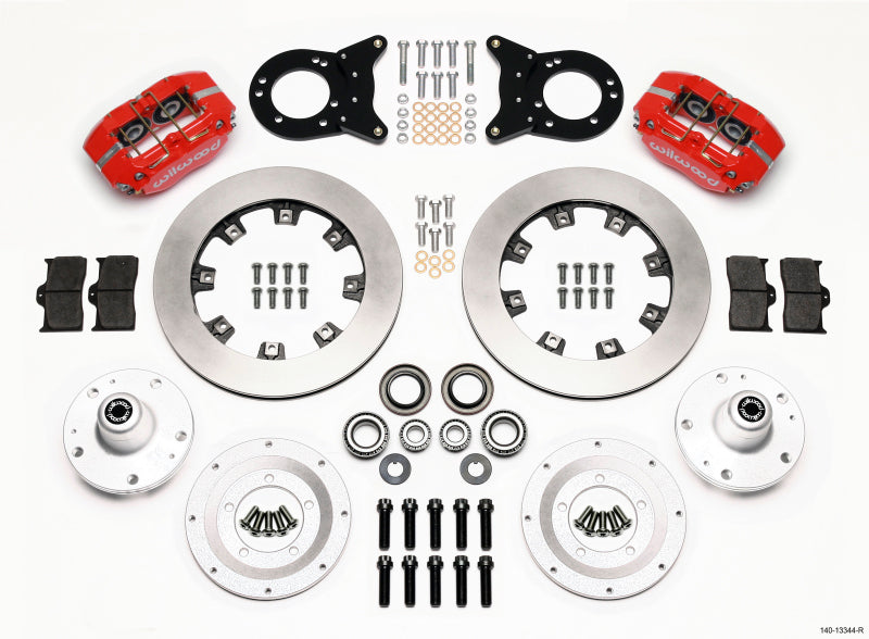 Wilwood Dynapro Dust-Boot Front Kit 12.19in Red 1965-1969 Mustang Disc & Drum Spindle - 140-13344-R