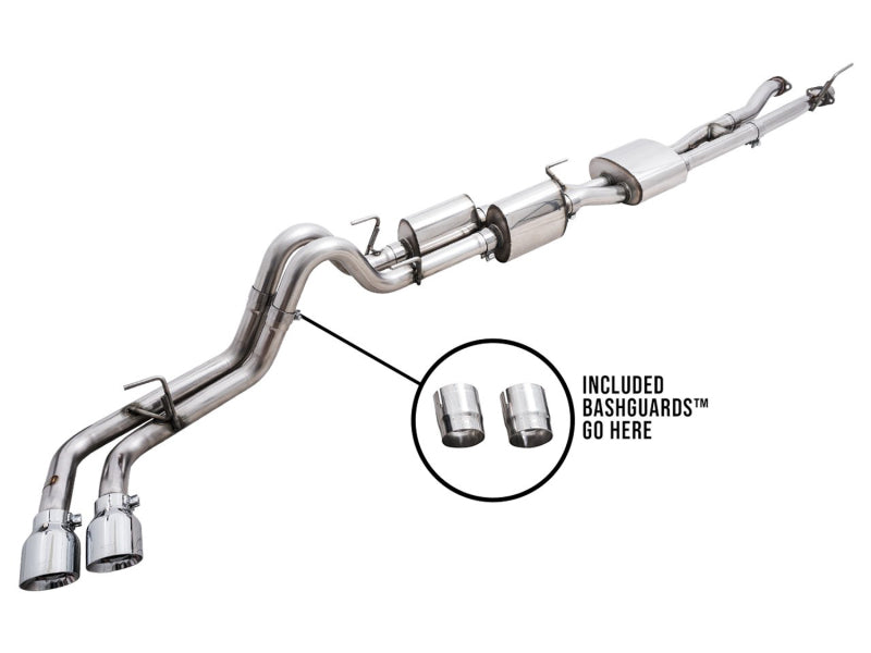 AWE Tuning 16-22 Toyota Tacoma 0FG Cat-Back Exhaust w/ BashGuard - Dual Chrome Silver Tips - 3015-32826