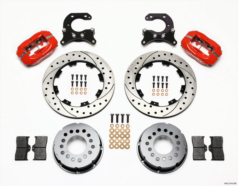 Wilwood Forged Dynalite P/S Rear Kit Drilled Red Big Ford 2.54in Offset - 140-2114-DR