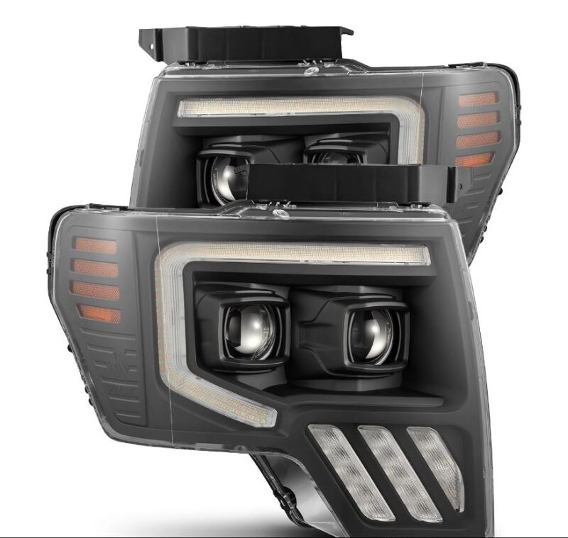 AlphaRex 09-14 Ford F-150 PRO-Series Projector Headlights Plank Style Black w/Activ Light/Seq Signal - 880481