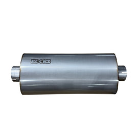 Kooks 3in Oval Clamp In Center/Center Muffler 18in Long Body Polished Stainless Steel - MUF-019-CI