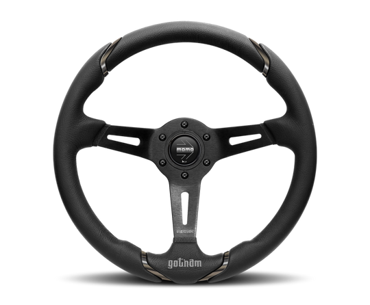 Momo Gotham Steering Wheel 350 mm - Black Leather/Black Spokes - GOT35BK0B