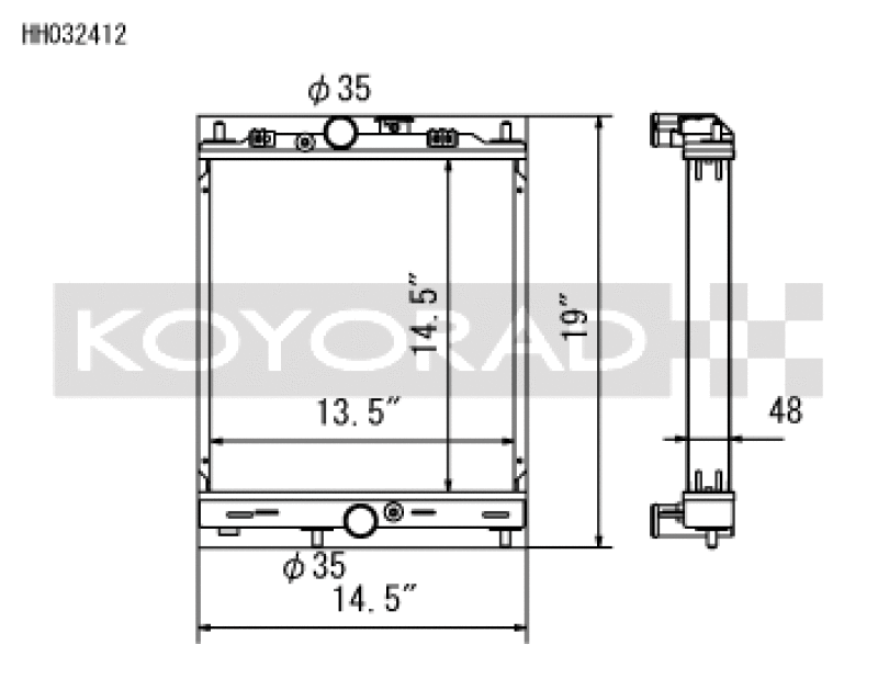 Koyo 03-07 Mitsubishi Evolution 7/8/9 Turbo (MT) Half-Size RACE  Radiator - HH032412