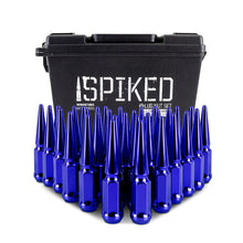 Load image into Gallery viewer, Mishimoto Mishimoto Steel Spiked Lug Nuts M14 x 1.5 32pc Set Blue - MMLG-SP1415-32BL