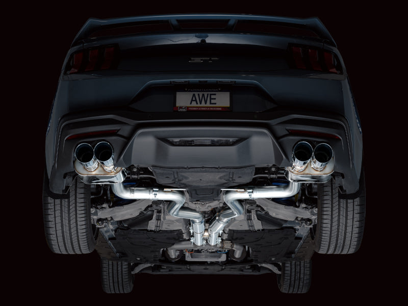 AWE 2024 Ford Mustang GT Fastback S650 RWD SwitchPath Cat-Back Exhaust w/ Quad Chrome Silver Tips - 3025-42650
