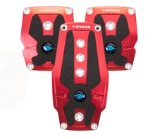 Load image into Gallery viewer, NRG Brushed Aluminum Sport Pedal M/T - Red w/Black Rubber Inserts - PDL-200RD