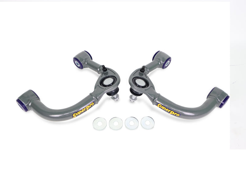 SuperPro 05-23 Toyota Tacoma 4WD Front Upper Fixed Offset Control Arm Set - Gun Metal - TRC6490E