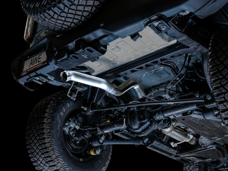 AWE Tuning 2021+ Ford Bronco 0FG Exhaust (No Tips) w/ Bash Guard - 3015-21000