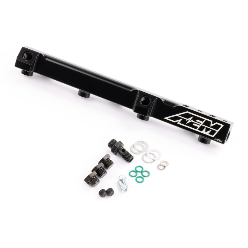 AEM 90-93 Accord DX/LX/SE/EX & 92-01 Prelude S/Si/Si VTEC Black Fuel Rail - 25-104BK