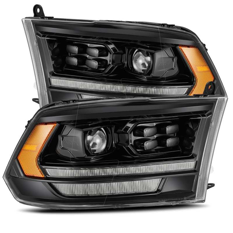 AlphaRex 09-18 Dodge Ram 2500HD LUXX LED Proj Headlights Plank Style Black w/Seq Signal/Smoked DRL - 880520