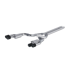 Load image into Gallery viewer, MBRP 18-22 Ford Mustang GT 5L T304 SS 3in Cat-Back Dual Rear w/4in Quad Carbon Fiber Tips (Race) - S72073CF