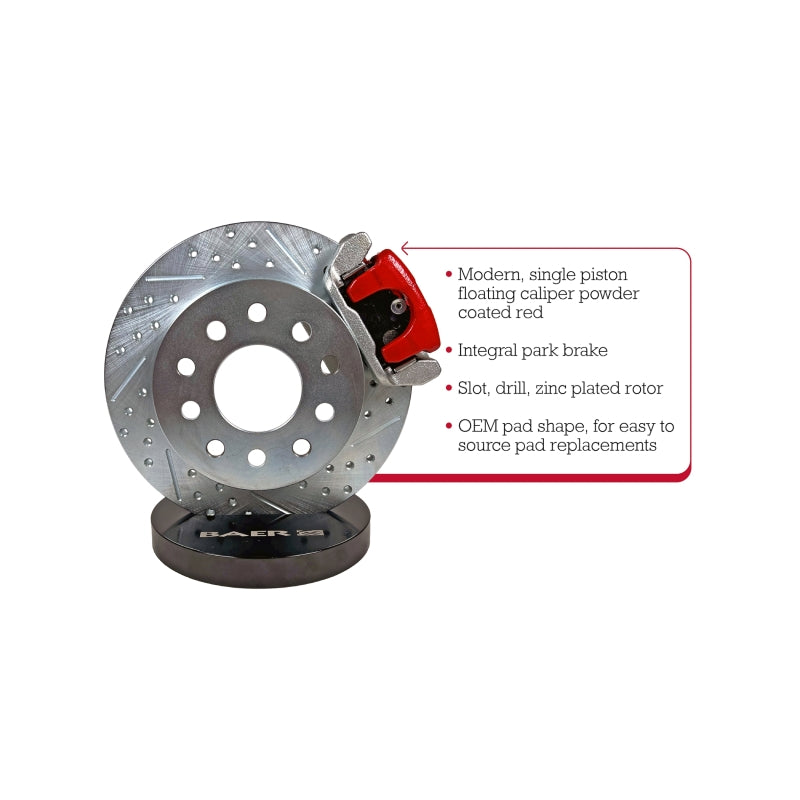 Baer Brakes Ford 8/9in Small Bearing Housing Ends 10.5in Classic Series Rear Brake Kit - Red - 4262723R
