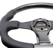 Load image into Gallery viewer, NRG Carbon Fiber Steering Wheel (350mm) Oval Shape Black w/Leather Trim - ST-013CFBK