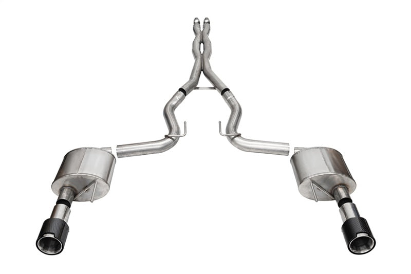 Corsa 2024 Ford Mustang GT Coupe 3in Xtreme Cat-Back Exhaust - 4.5in Carbon Fiber Tips - 21251CF