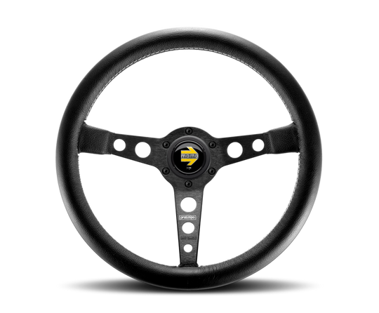 Momo Prototipo Steering Wheel 350 mm - Black Leather/Wht Stitch/Black Spokes - PRO35BK2B