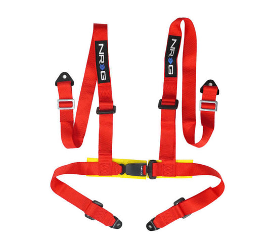 NRG 4 Point Seat Belt Harness / Buckle Lock- Red - SBH-4PC-SRD