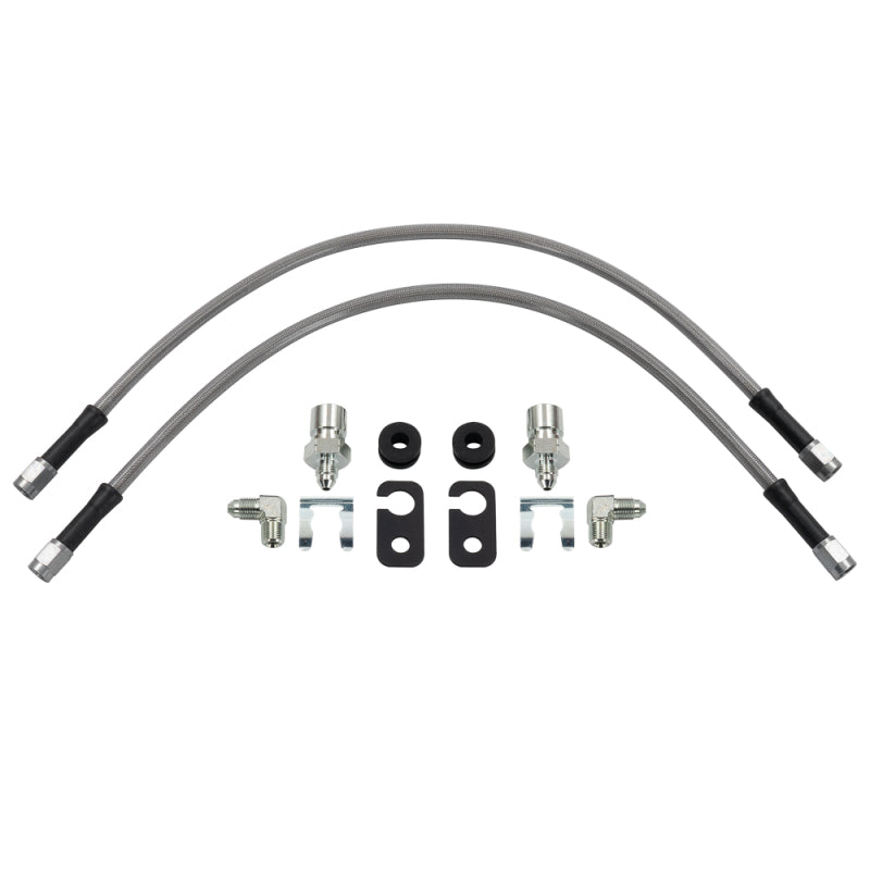 Wilwood flexline kit 18IN OAL M12X1.0 IF 90 deg 1/8-27 NPT -3 W/FLAT bracket - 220-17465