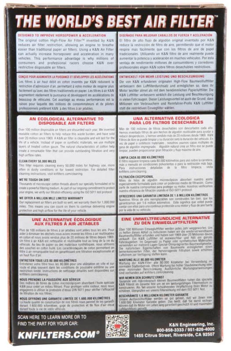 K&N Universal Clamp-On Air Filter / 2-1/8in O/S - RC-2890