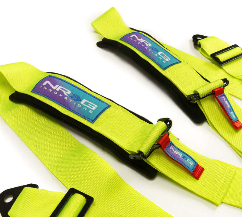 NRG SFI 16.1 5Pt 3 Inch Seat Belt Harness with Pads / Cam Lock - Neon Green - SBH-B6PCNG