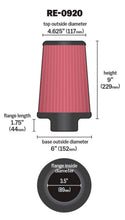 Load image into Gallery viewer, K&amp;N Universal Rubber Filter 3 1/2inch ID FLG / 6inch Base / 4-5/8inch Top / 9inch Height - RE-0920